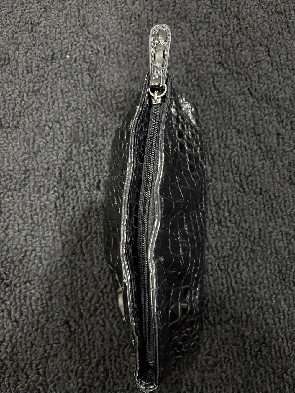 Giorgio Armani Glossy Black Croc-Embossed Cosmetic Bag